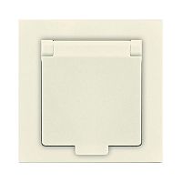 Розетка 1-м СП Афина 16А IP20 с заземл. с крышкой в сборе сл. кость (ivory) Universal A0029-I