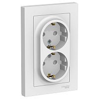 Розетка 2-м AtlasDesign 16А с заземл. защ. шторки в сборе бел. SchE ATN000126