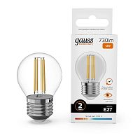 Лампа светодиодная филаментная Filament Elementary 12Вт шар 2700К Е27 730лм GAUSS 52212