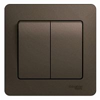Выключатель 2-кл. СП Glossa 10А IP20 (сх. 5) 10AX в сборе шоколад. SchE GSL000852