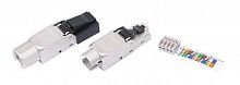 Разъем полевой оконцовки PLUD-8P8C-S-C6A-SH RJ-45 (8P8C) под витую пару для ож кабеля toolless кат. 6A экран. накручивающийся хвостовик IDC Hyperline 427413