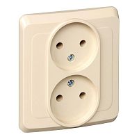Розетка 2-м СП Этюд 16А IP20 без заземл. крем. SchE PC16-005K
