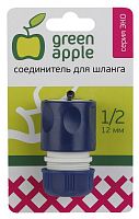 Соединитель-коннектор для шланга 12мм (1/2) пластик (50/200/2400) Green Apple Б0017768