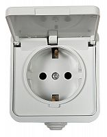 Розетка 1-м AQUA 3112 с защ. крышкой с заземл. п/герм. бел. ASD / IN HOME 4690612000459