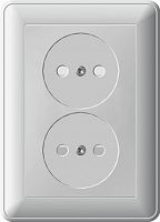 Розетка 2-м СП W59 16А IP20 защ. шторки без заземл. бел. SchE RS16-254-18