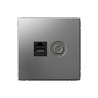 Розетка компьютерная + телевизионная 2-м ArtGallery RJ45 + TV кат.5E сталь SE GAL000989