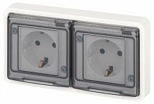 Розетка Эксперт 11-2524-01 2х2P+E гориз. IP55 шторки 16А-250В СУ бел. Эра Б0063254