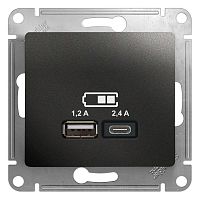 Розетка USB Glossa тип A+C 5В/2.4А 2х5В/1.2А механизм антрацит SchE GSL000739