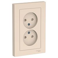 Розетка 2-м СП AtlasDesign 16А IP20 без заземл. защ. шторки в сборе беж. SchE ATN000222