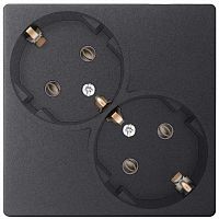 Розетка 2-м СП Simon24 16А IP20 2х2P+E Schuko без защ. шторок механизм графит Simon 2450459-038