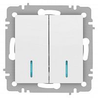Выключатель Accent 6-105-01М двойн. с подсветкой 10А-250В IP20 СУ AL/CU бел. матов. Intro Б0063507