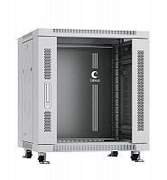 Шкаф монтажный телекоммуникационный напольный SH-05C-12U60/80 19дюйм для распред. и серверн. оборудования 12U 600х800х730мм передн. стеклян. и задн. сплошн. метал. двери ручка с замком сер. (RAL 7035) Cabeus 7646c