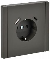 Розетка FORTE&PIANO FP347 16А USB A+C 18Вт с заземл. защ. шторки винт. крепл. сер. IEK FP-R14-16-U22-018-K03