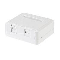Корпус настенной розетки под 2 модуля Keystone Jack бел. Rexant 03-0251