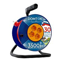 Удлинитель на катушке 4х30м с заземл. 16А IP20 3.5кВт ПВС 3х1.5 DOMTOK 2450