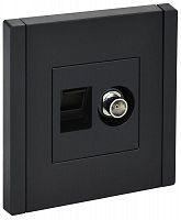 Розетка 2-м TV+RJ45 кат.5E FORTE&PIANO FP136 черн. IEK FP-AK20-1-K02