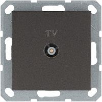 Розетка телевизионная проходная TV Ф9.5мм механизм мокко Jasmart G6002Z