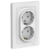 Розетка 2-м AtlasDesign 16А с заземл. в сборе бел. SchE ATN000124