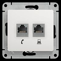 Механизм розетки комп. + телеф. 2-м СП Glossa RJ11 + RJ45 бел. SchE GSL000185