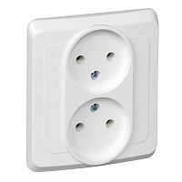 Розетка 2-м СП Этюд 16А IP20 без заземл. бел. SchE PC16-005B