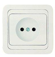 Розетка 1-м СП Mimoza 16А IP20 без заземл. керам. бел./бел. Makel 12002