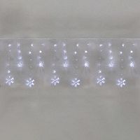 Гирлянда "Бахрома" со снежинками 2.4х0.9м 150 LED с контроллером 8 режимов 230В бел. Neon-Night 255-075