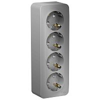 Розетка 4-м ОП Blanca 16А IP20 250В с заземл. защ. шторки с изолир. пластиной алюм. SchE BLNRA011413