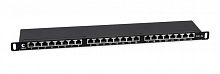 Патч-панель 19дюйм 0.5U 24 порта RJ45 кат.6а полностью экранир. Dual IDC высокой плотности Cabeus 9652c