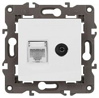 Розетка ЭРА Elegance 14-3110-01М RJ45+TV матов. бел. Эра Б0065767