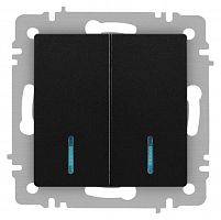 Выключатель Accent 6-105-05 двойн. с подсветкой 10А-250В IP20 СУ AL/CU антрацит Intro Б0063516