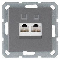 Розетка компьютерная 2-м RJ45 IP20 кат. 5E механизм алюм. Jasmart G6106S