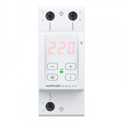 Реле напряжения D2-63 red Welrok 4660251140014 Реле напряжения D2-63 red Welrok 4660251140014