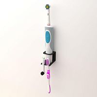 Держатель для хранения электрических зубных щеток и насадок монтаж без сверления черн. Rexant 38-0715