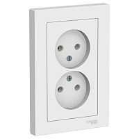 Розетка 2-м AtlasDesign 16А без заземл. в сборе бел. SchE ATN000120