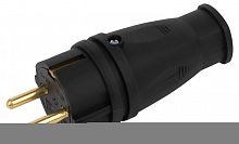 Вилка VX10-B-IP44 16А IP44 прямая с заземл. каучук черн. ЭРА Б0055414
