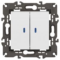 Выключатель 2-кл. СП Elegance 14-1105-01 10А IP20 250В 10AX с подсветкой механизм бел. Эра Б0034237