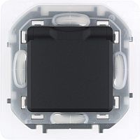 Розетка 1-м СП Inspiria 16А IP44 250В 2P+E защ. шторки с крышкой немецк. стандарт антрацит Leg 673743