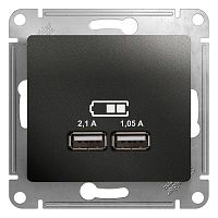 Розетка USB 2-м СП Glossa тип A+A 5В/2100мА 2х5В/1050мА механизм антрацит SchE GSL000733