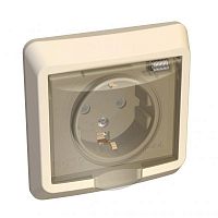 Розетка 1-м СП Этюд 16А IP44 250В защ. шторки с заземл. крем. SchE PC16-044K