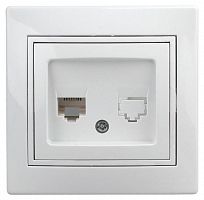 Розетка СП Plano 1-303-01 информационная RJ45 IP20 бел. Intro Б0027621