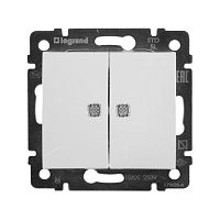 Механизм выключателя 2-кл. СП Valena 10А IP31 250В с зел. подсветкой бел. Leg 774428