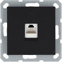 Розетка компьютерная 1-м RJ45 IP20 кат. 5E механизм черн. матов. soft touch Jasmart G6105PB