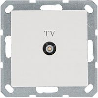 Розетка телевизионная проходная TV Ф9.5мм механизм бел. глянцевый Jasmart G6002W