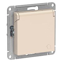 Механизм розетки 1-м СП AtlasDesign 16А IP20 с заземл. защ. шторки с крышкой беж. SchE ATN000246