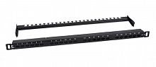 Патч-панель 19дюйм 0.5U 24 порта RJ45 кат.6A Dual IDC 180град. высокой плотности с задн. кабельн. организатором Cabeus 9665c
