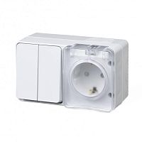 Блок ОП AtlasDesign Profi54 розетка 16А 250В с заземл. с защ. шторками + 2-кл. выключатель 10А бел. SchE ATN540174