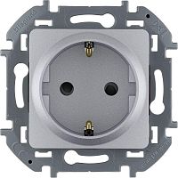 Розетка 1-м СП Inspiria 16А IP20 250В 2P+E защ. шторки немецк. стандарт алюм. Leg 673732