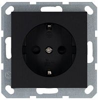 Розетка 1-м Shuko 16А IP20 с заземл. защ. шторки механизм черн. матов. soft touch Jasmart G5501PB