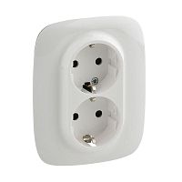 Розетка 2-м СП Valena Allure 16А IP20 250В 2х2К+З с лиц. панелью защ. шторки безвинт. зажимы бел. Leg 753726