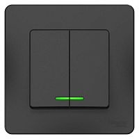 Выключатель 2-кл. СП Blanca 10А IP20 (сх. 5) 250В с подсветкой антрацит SchE BLNVS010516